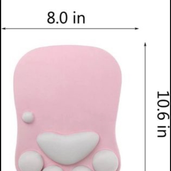 Pink Kawaii Cat Paw Mouse Pad with Wrist Rest Silicone - Picture 4 of 6